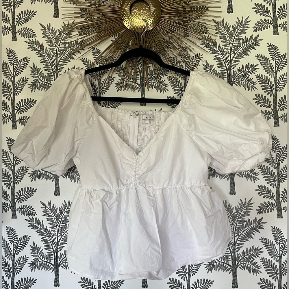 White English Factory Puffy Sleeve Top